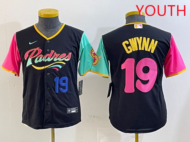 Youth San Diego Padres 19 Gwynn Black City Edition Game 2025 Nike MLB Jersey style 5